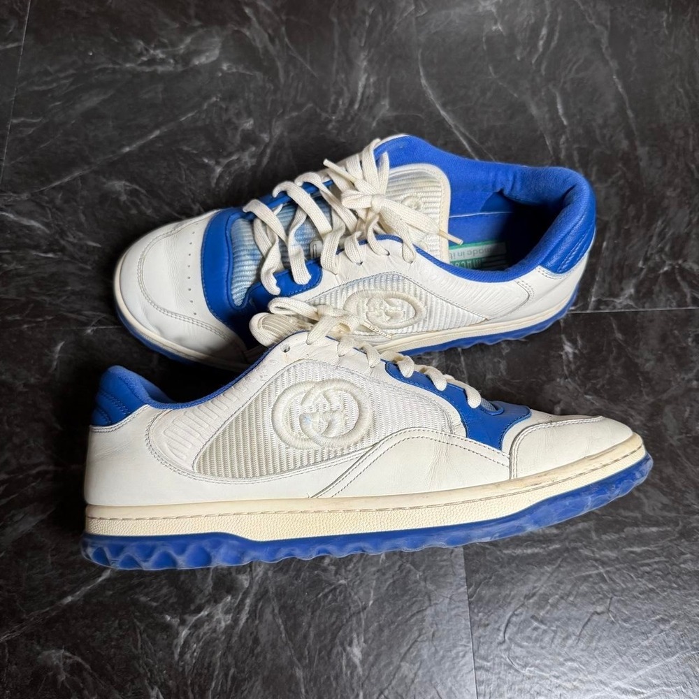 Gucci MAC80 White Blue Leather Sneaker Shoe M8 -FLAW